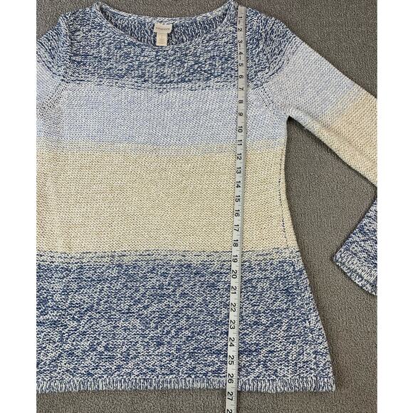 Chicos Sweater Space Dye Jewel Knit Stripe Metallic Thread Size Medium - Picture 7 of 8